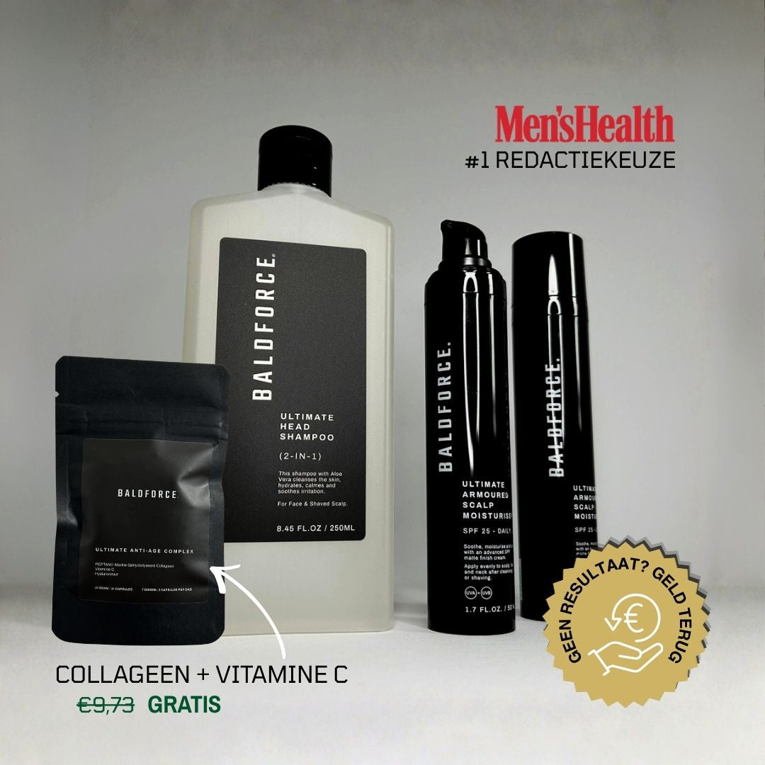 Kaal hoofd verzorgen - Startpakket - After shave + SPF + Reiniger